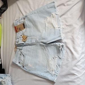 Levis 501 button fly cutoffs high rise jean shorts sz 30…